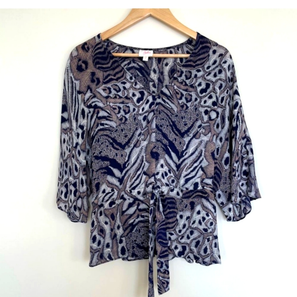 Parker Animal Print Tie Front Top
